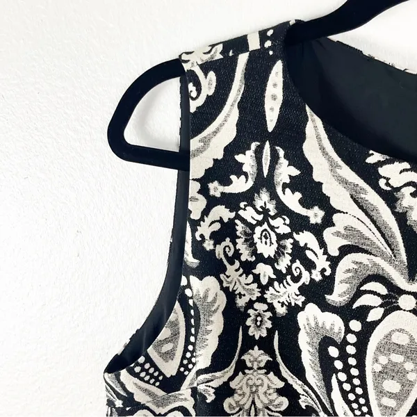 ALICE + OLIVIA Clyde Black White Exposed Back Zip A-Line Dress Size 12 Boho Chic - Image 9