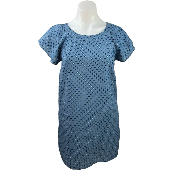 Abercrombie & Fitch Blue Floral Round Neck Short Sleeve Cut Out Shift Dress XS - Image 2