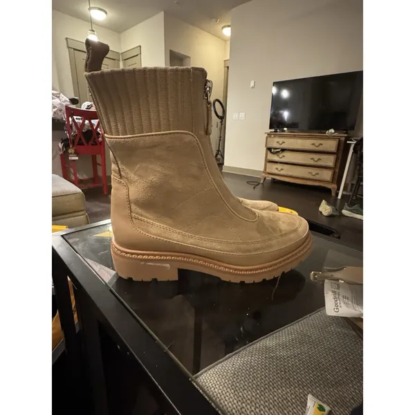 Sam Edelman D5148 Womens Sesame Suede Leone Zip Booties Size US 6 EU 36 - Image 6
