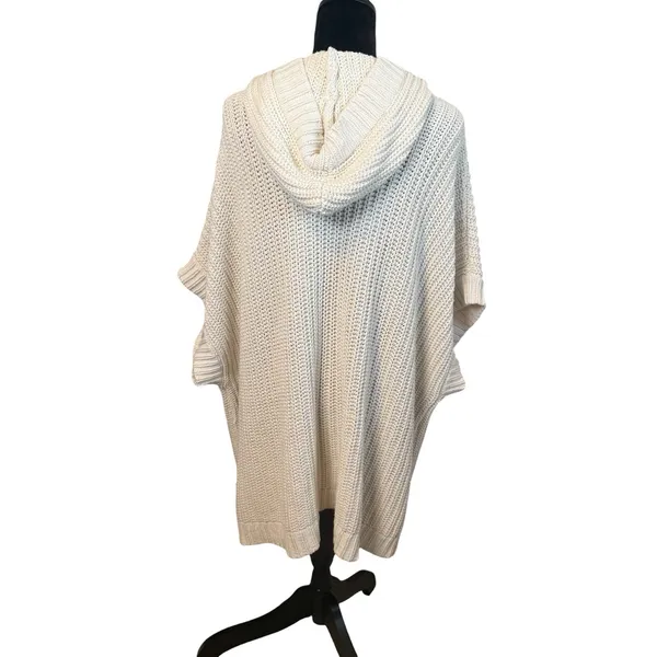 Aerie Cardigan Hoodie Cape Womens XS/S Cream‎ Chunky Button Up Knit Oversized - Image 4