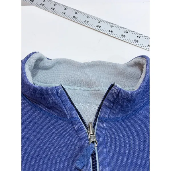 Orvis Womens Blue‎ Gray Reversible Mock Neck Knit Sweatshirt Jacket Full Zip L - Image 3