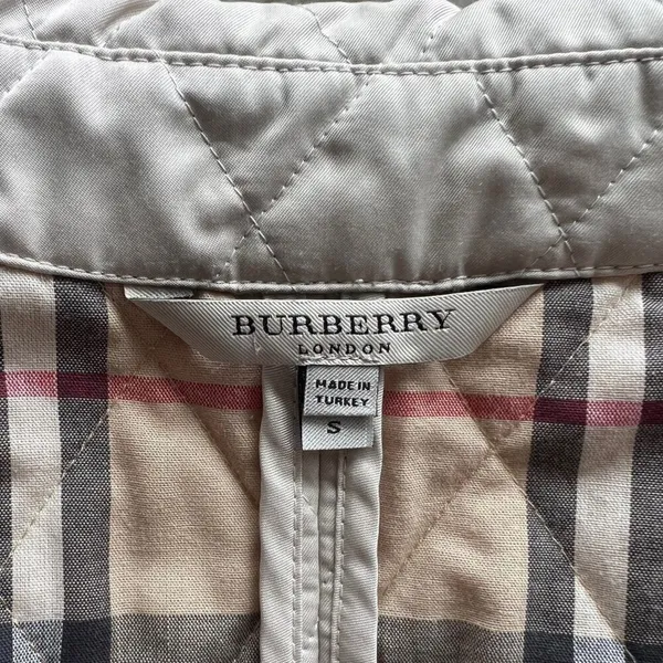 Burberry Classic Diamond Quilted Riding Jacket Tan Plaid Lining Preppy Small - Image 6