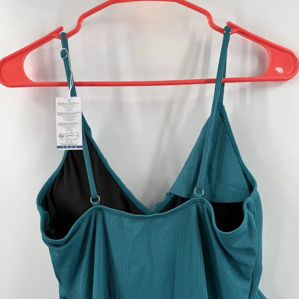 Summer Mae Maternity Swimsuit SZ Medium One Piece Teal Rib Ruffle V Neck NWT - Image 11