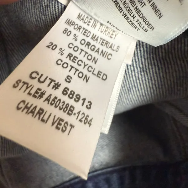 Agolde Charli Sleeveless Button Front Denim Trucker Jean Vest Size Small - Image 9