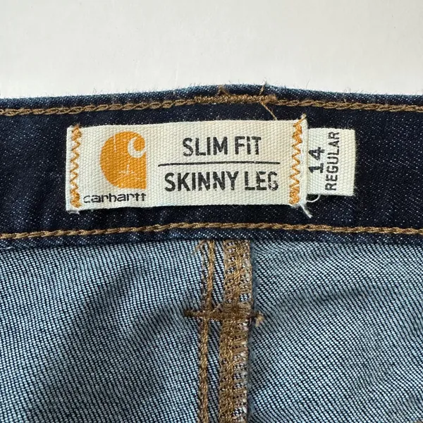 Carhartt Slim Fit‎ Skinny Leg Dark Wash Denim Jeans Womens Size 14 Regular - Image 8