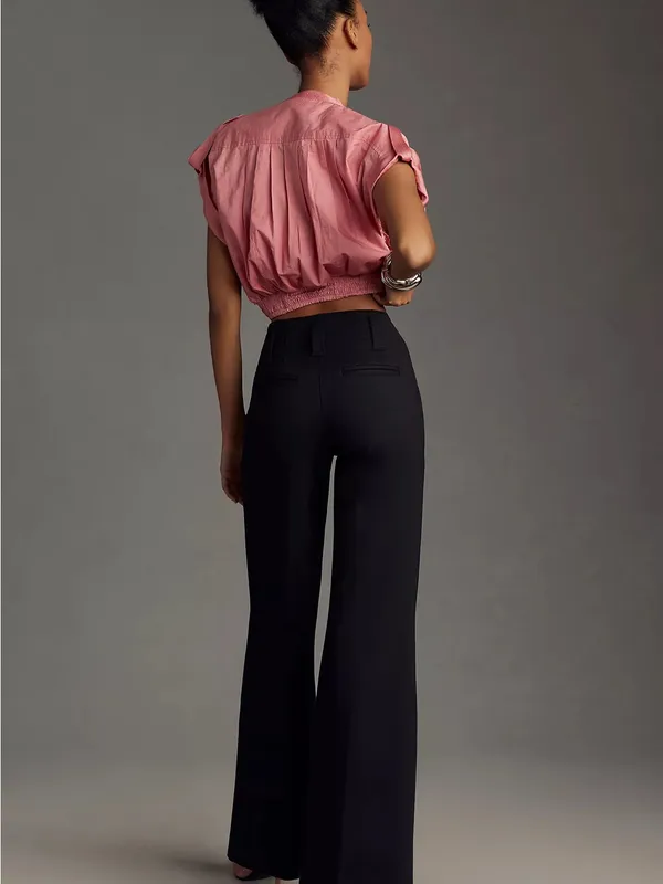 Anthropologie Maeve The Naomi Ponte Wide-Leg Flare Pants 2 Petite - Image 2