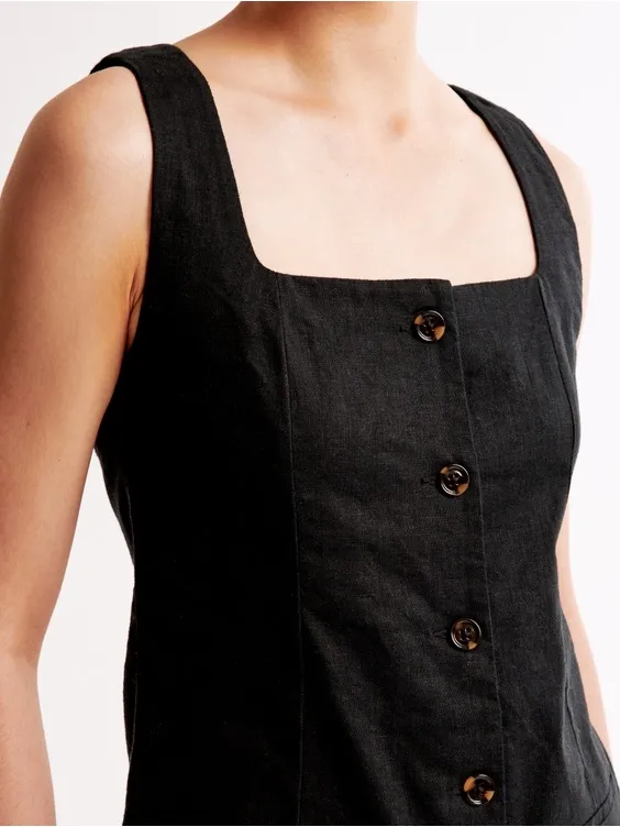 The Abercrombie & Fitch Mara Squareneck Linen-Blend Vest Mini Dress - Image 2