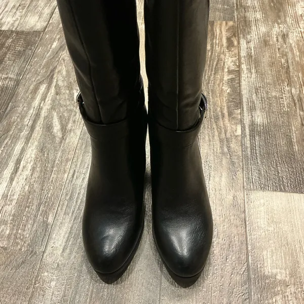 New York & Company Black Over-the-Knee Block Heel Boots with Dual Zippers Size 8 - Image 14