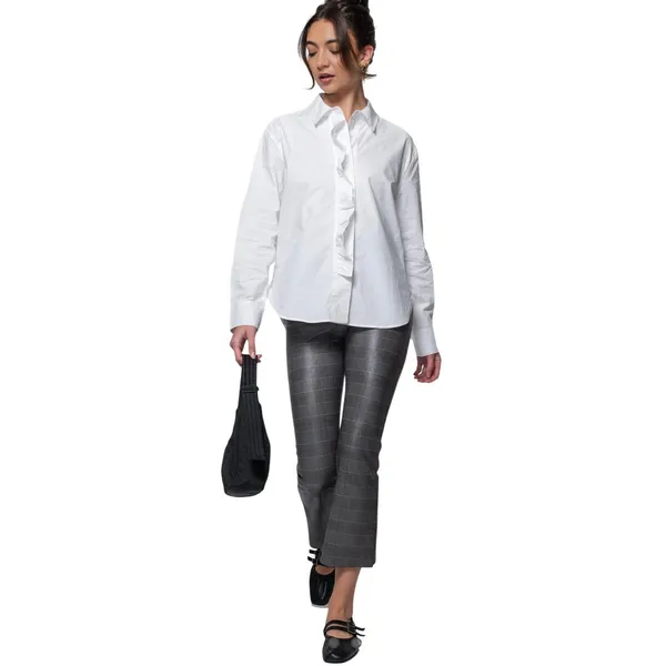 Commando Faux Leather Crop Flare Pants Grey‎ Glen Plaid Size Extra Small NEW - Image 3