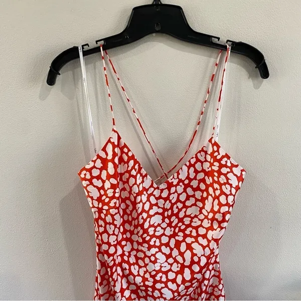 Lulus Calling My Spirit Red Satin Print Midi Slip Dress Cottagecore Size L‎ - Image 4