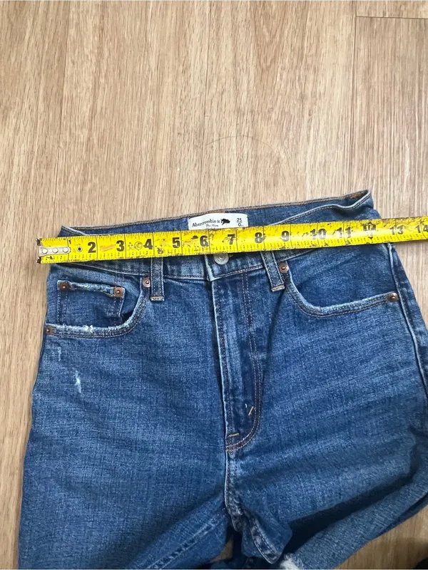 Abercrombie & Fitch Dark Blue High-Rise Straight Jeans with Distressing - Image 3