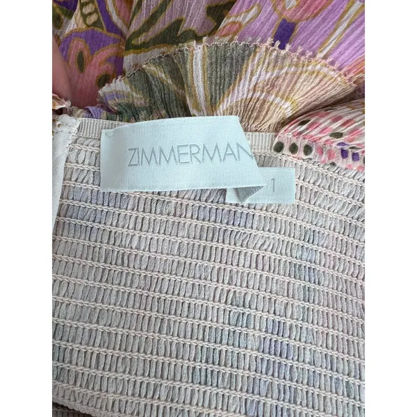 Zimmermann Violet Tiered Floral Midi‎ Sun Dress Smocked Size 1 US M - Image 13