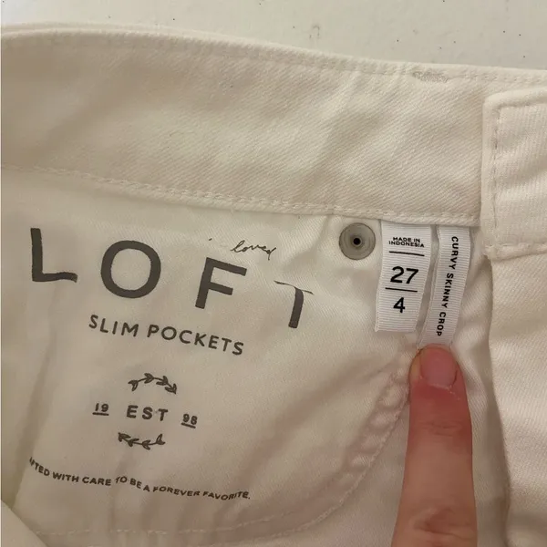 EUC LOFT women’s raw hem‎ white denim curvy skinny crop jeans size 27 - Image 7