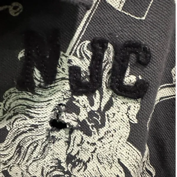 Y2K Nautica Tattoo Print 3D Distressed Oversized Short Sleeve Polo Shirt - Image 5