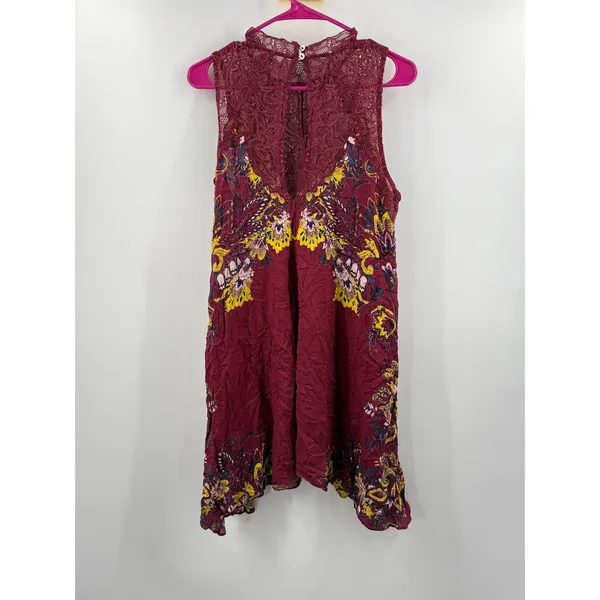 Free People Intimately Dress SZ Medium Marsha Lace Slip NWT Wine Floral Boho - Image 6