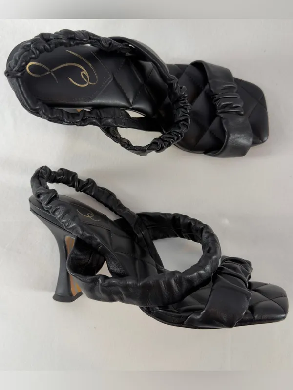 Revolve Sam Edelman Marlena Square Toe Quilted Sandal in Black Size 8.5 - Image 2