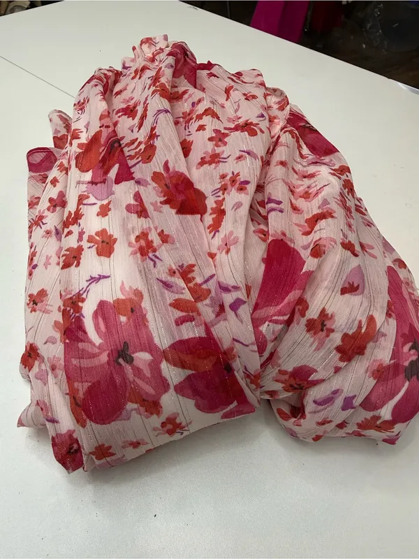 Lulus Floral Print Metallic Ruffled Wrap Maxi Dress size L - Image 8