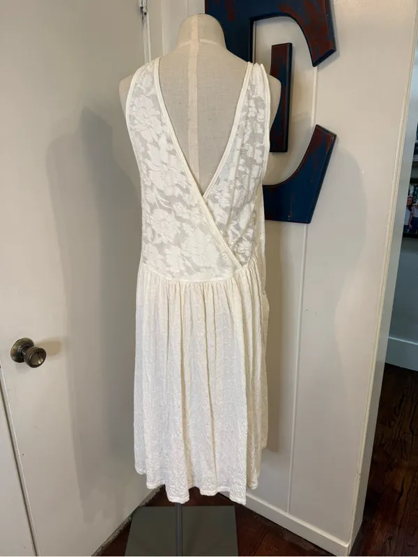 Sleeveless Cream Midi Dress with Relaxed A-Line Silhouette Sz S - Image 3