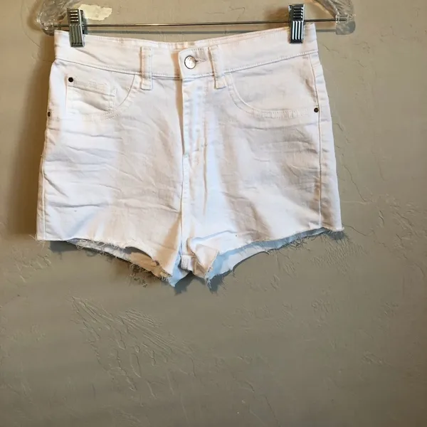 River Island White High‎ Waist Denim Shorts - Image 2