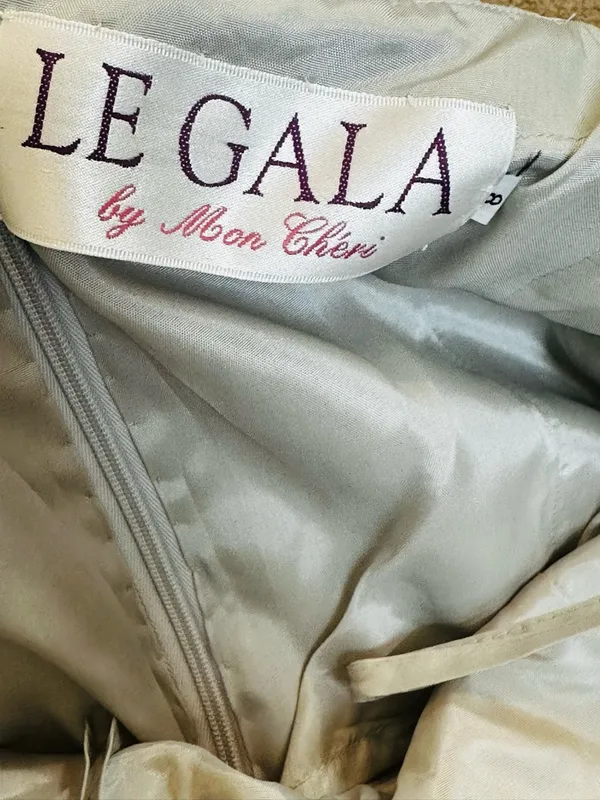 Le Gala By Mon Cheri Gray Silk Beaded Dress Size 8 Cocktail Party Prom Evening - Image 10