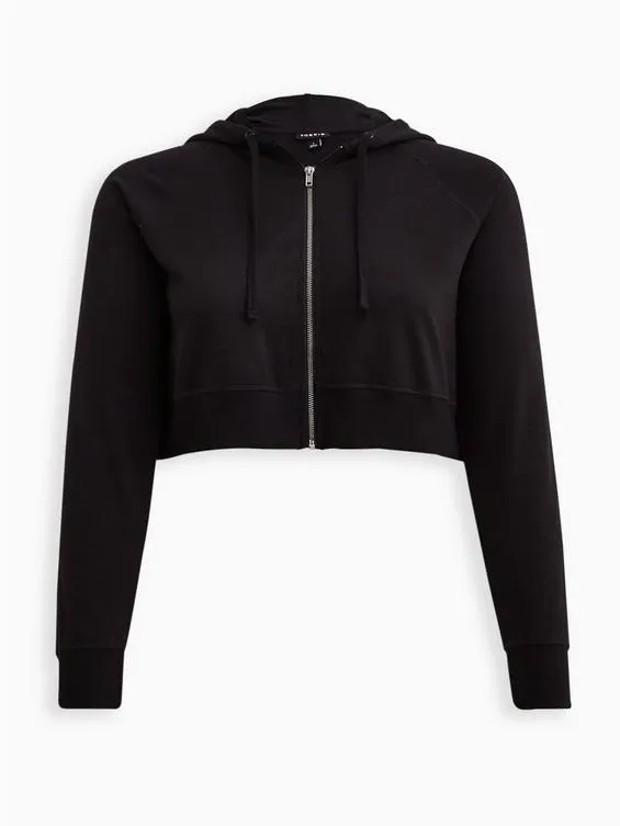 Torrid Lightweight French Terry Zip-Up Crop Hoodie Black 6X NWT‎ - Image 5