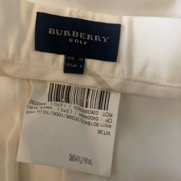 Burberry Golf White Cotton Stretch Pants Women Size 6 NWT Designer Straight Leg - Image 3