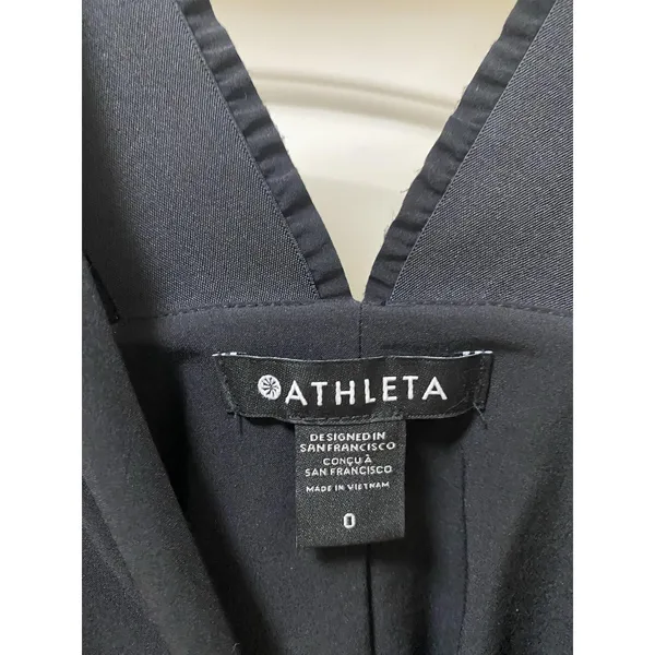 Athleta Savannah Jumpsuit Womens 0 Black Sleeveless V Neck Elastic Waist Casual - Image 4