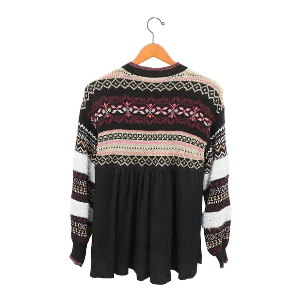 Free People Cozy Cottage Half Zip Fair Isle Waffle Pullover Sweater XS - Image 5