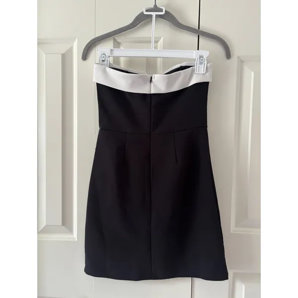 Edikted Strapless Black White Mini Dress XS - Image 8