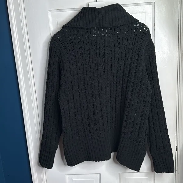 Aerie Cable Car Quarter Zip Sweater Chunky Knit Black W1674 Sz M - Image 10