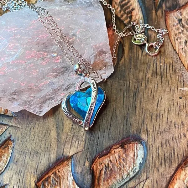 Always My Sister Forever My Friend Sterling Silver Crystal Heart Necklace - Image 6