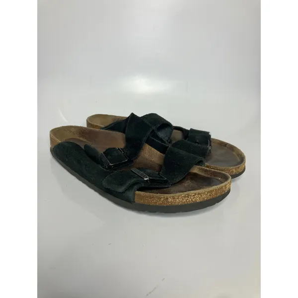 Birkenstock Arizona Sandals Mens‎ 8 ladies 10 black Suede Double Strap Slides - Image 3