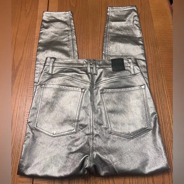 Free People We the Free Phoenix Coated High-Rise Skinny‎ Jeans in Silver Size 27 - Image 13