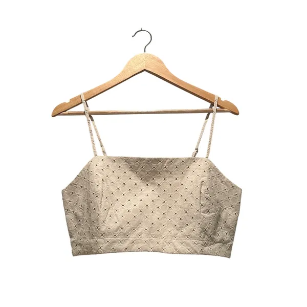 Banana‎ Republic Eyelet Cropped Cami Top Cream Medium Cotton Clean Girl Summer - Image 3