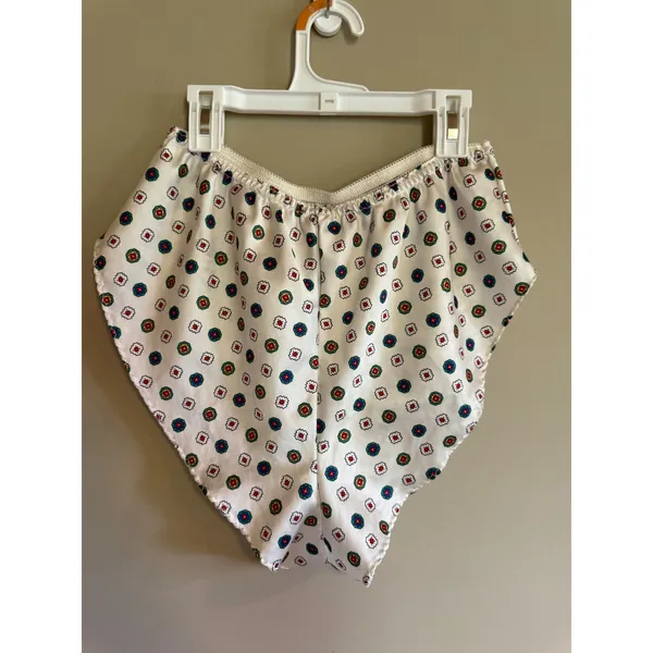 Vintage Teddy Silky Satin‎ Camisole and Tap Shorts Set Medallion Print Large - Image 5