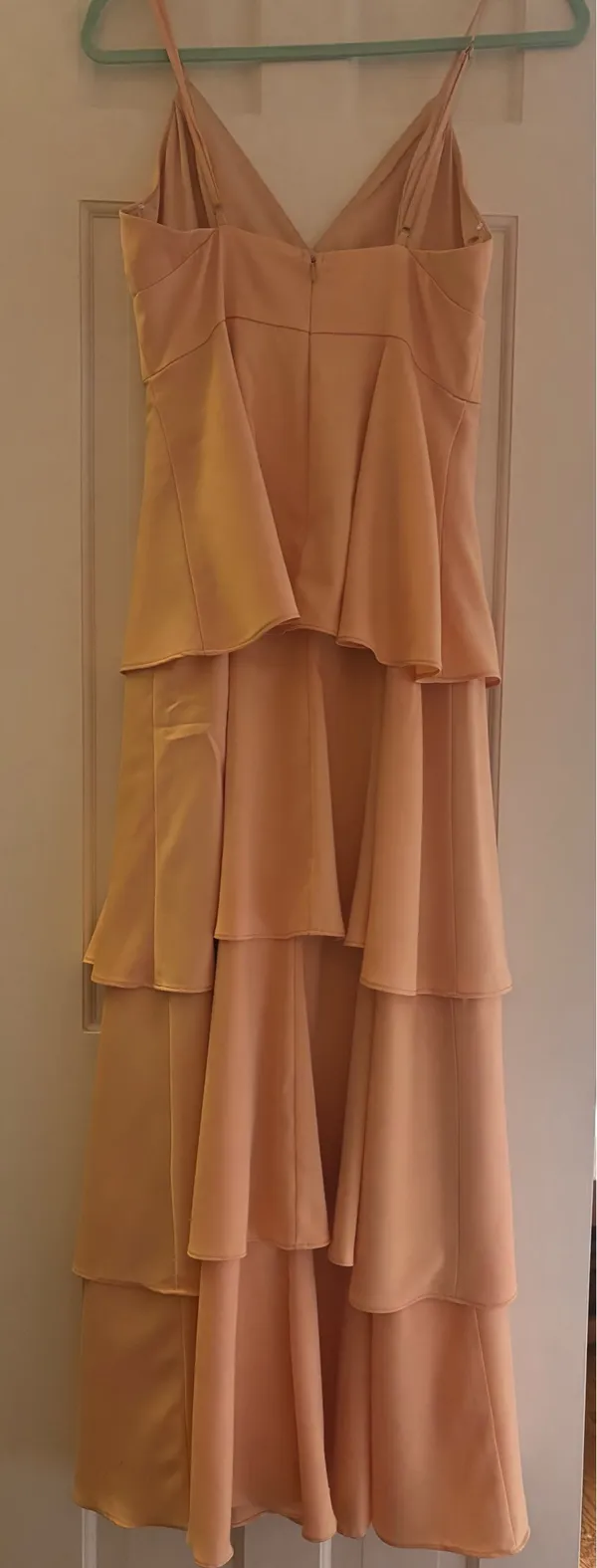 Lulus Peach Satin Tiered Maxi Dress - Image 2
