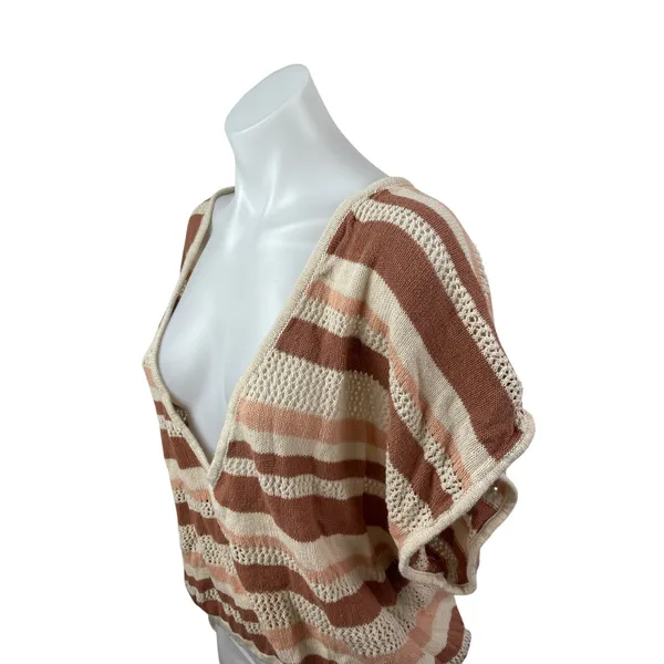 Anthropologie Womens Multicolor Striped Knit Side Tie Boho Poncho Sweater Top OS - Image 4