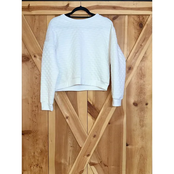 Paper Crane Womens L Comfort Quilted Cropped Sweatshirt Pullover Boxy Lounge - Image 2