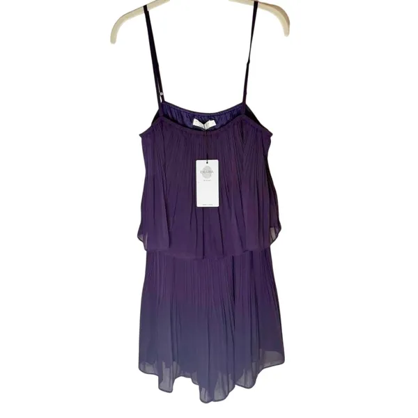 EXLURA Romper Dress Spaghetti Strap Pleated Romper sz. L - Image 3
