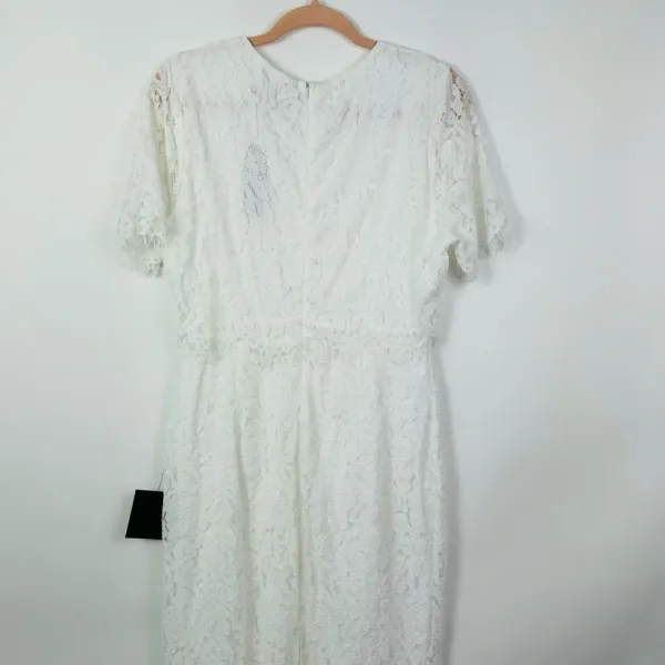 LULU'S Devotion White Lace Short‎ Sleeve Midi Dress Size Large NWT - Image 11