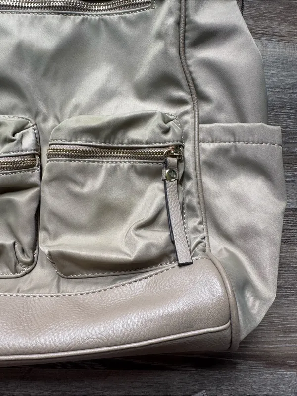 Tutilo New York Tan Khaki Nylon Backpack Tote Bag - Image 2