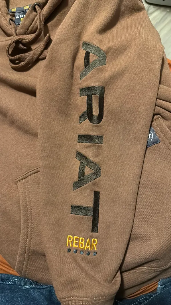 Men’s brown ariat work hoodie - Image 2