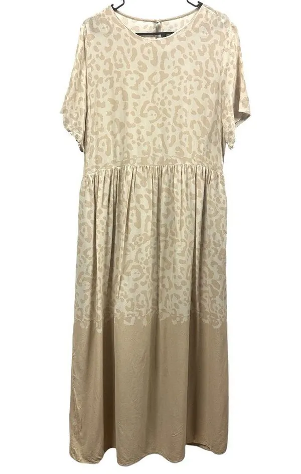Shoulder Brand Cream Short Sleeve Midi Maxi Pocket Dress Imported 44 US 14 XXL - Image 7