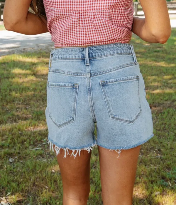 Vervet High Rise Distressed Hem Shorts - Image 3