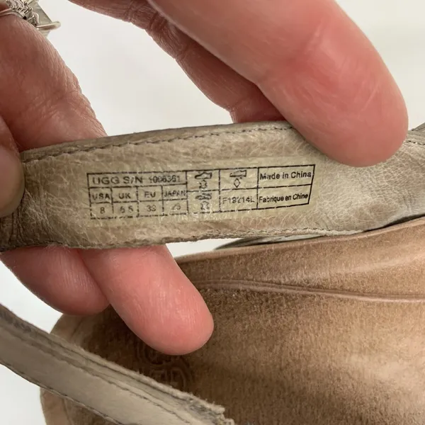 Ugg Australia Size 8 Kensley Wedge Sandals Heels Sling Back Tan Leather Women's - Image 6