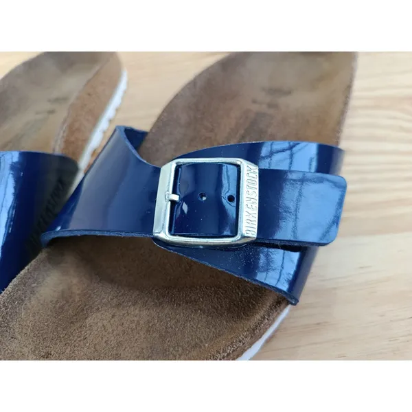 Birkenstock Madrid Blue Patent Sandals Size EU 36 US 5.5 Slightly Used - Image 7