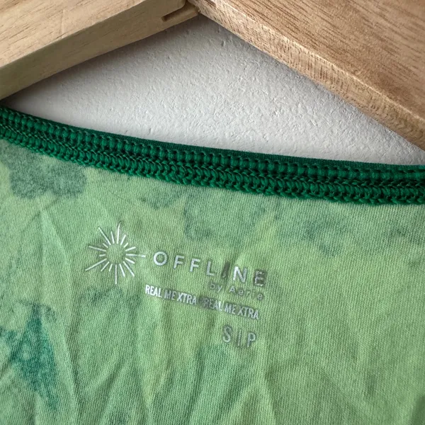 OFFLINE By Aerie Real Me XTRA Twist Crop Tank Top Jade‎ Floral Green Butterfly - Image 7