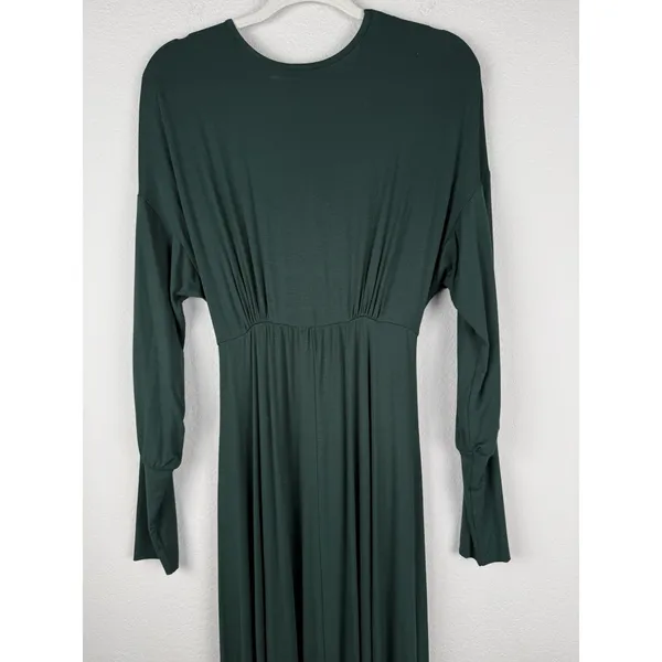 24seven Comfort Apparel Bishop Sleeves‎ Maxi Dress Women's Large Green Stretch - Image 4