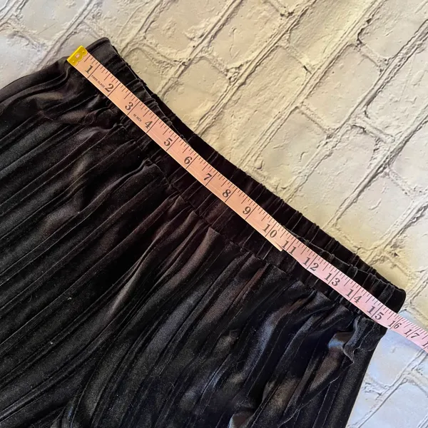 Cable & Gauge Velvet Black Whimsigoth Pull on Pants Large Gothic Pleated Holiday - Image 4
