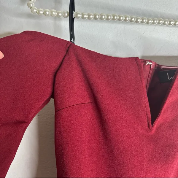lulus dress Small Berry Red Wine Body Con‎ Long Sleeve Off Shoulder Mini CP - Image 3